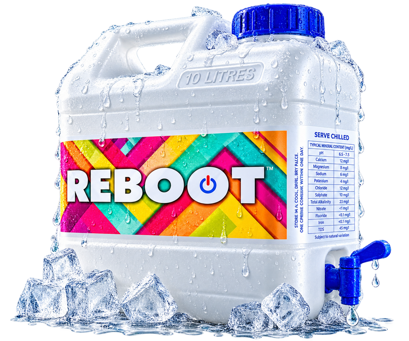 10 litre REBOOT reusable container with blue tap