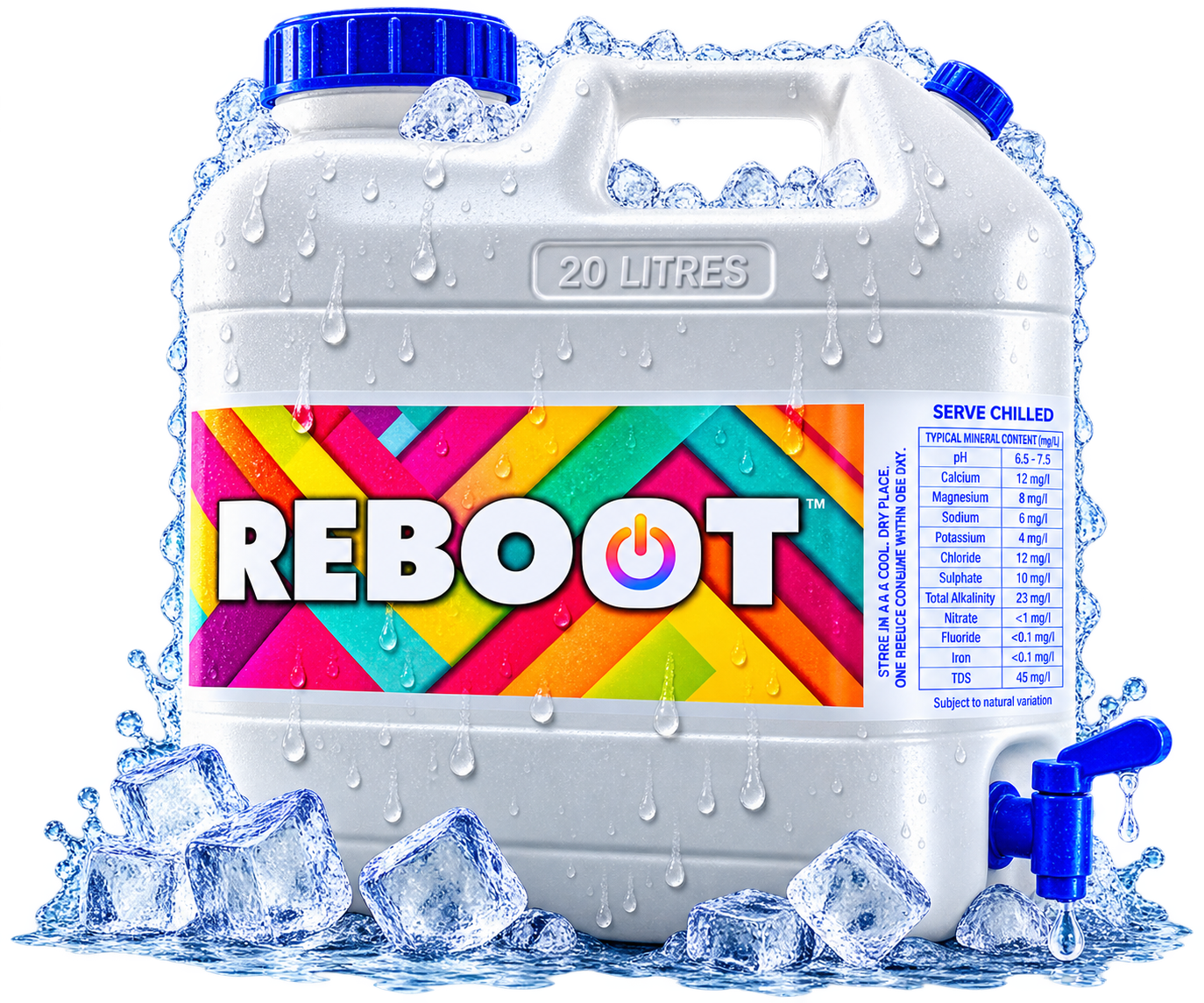 20 litre REBOOT reusable container with blue tap