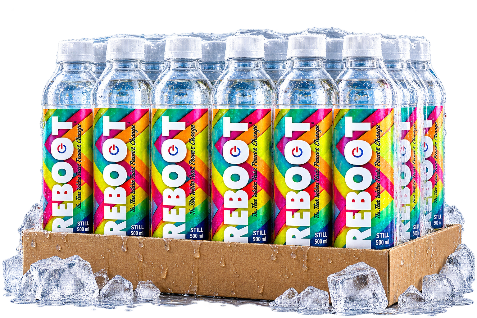 Case of REBOOT SA signature 500ml water bottles