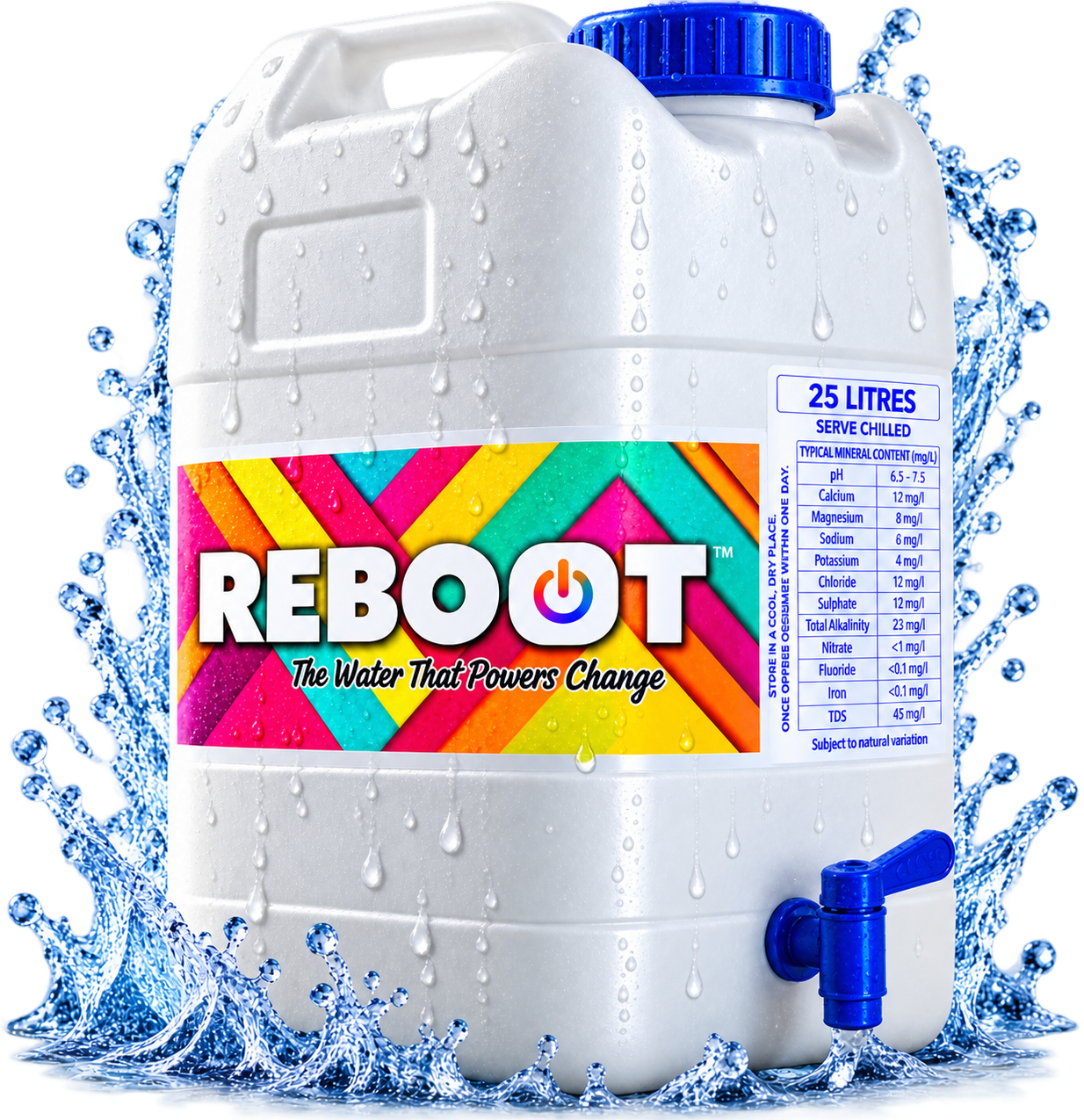 25 litre REBOOT reusable container with blue tap