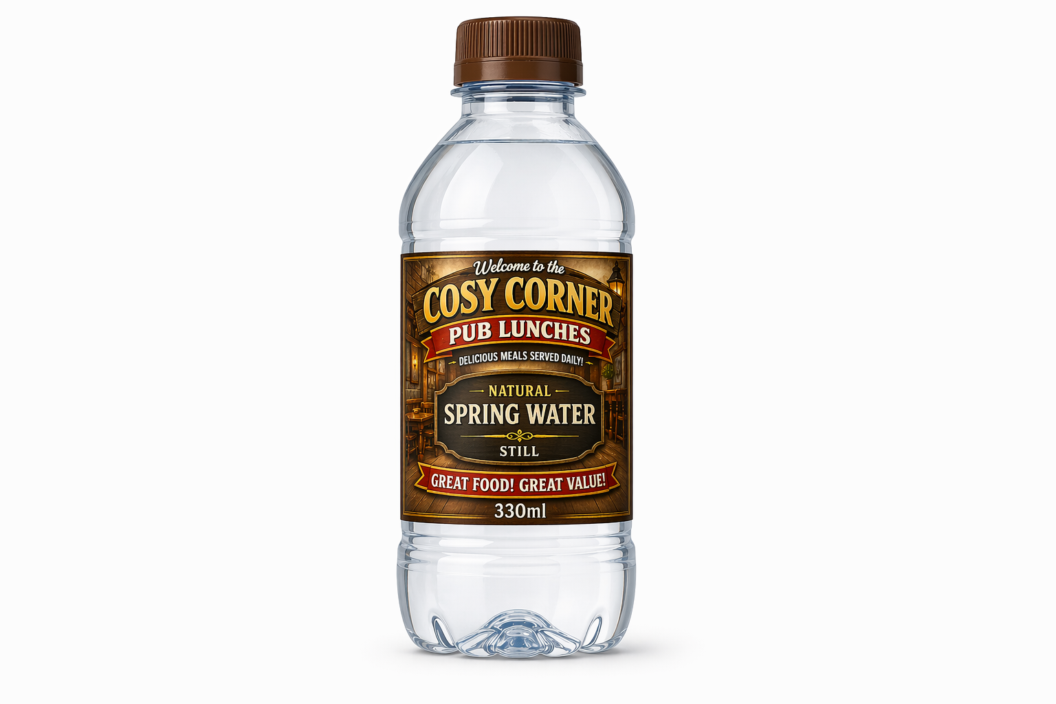Cosy Corner custom branded water bottle